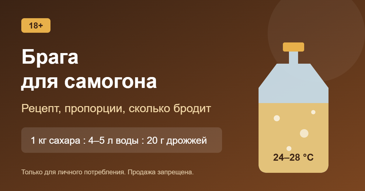 Брага для самогона: рецепт, пропорции, сколько бродит
