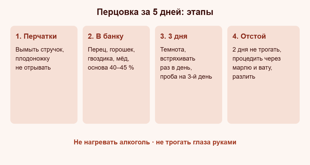 Этапы приготовления перцовки за 5 дней