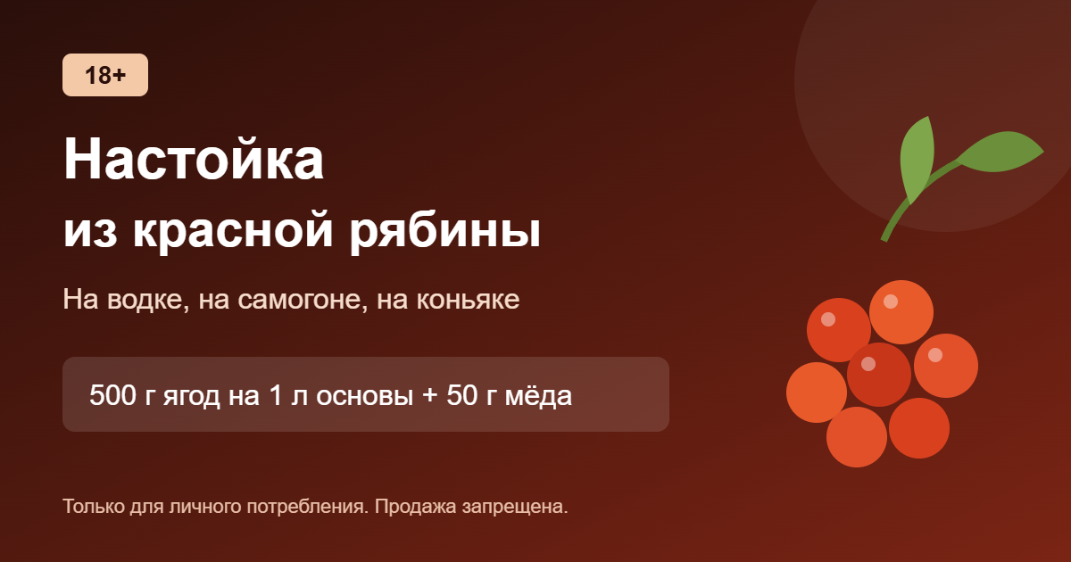 Настойка из красной рябины на водке, самогоне и коньяке
