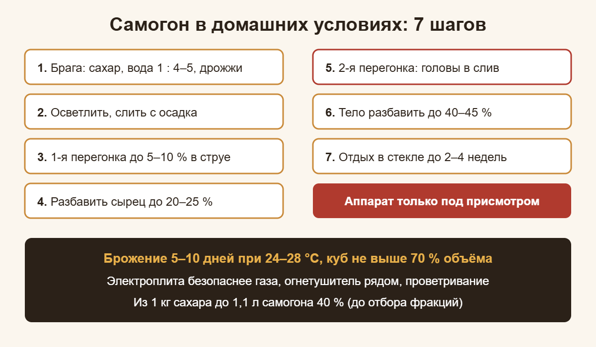 Как сделать самогон в домашних условиях: 7 шагов от браги до отдыха